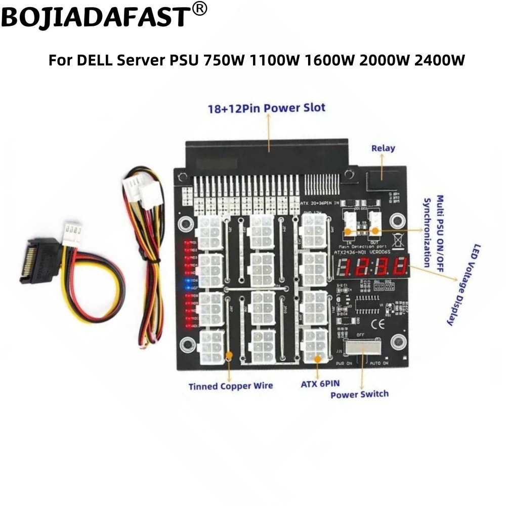 12 Ports PCIe 6Pin Connector B - 2400W Server Psu Breakout Board recension och pris